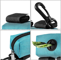 Dog Waste Bag Dispenser Pet Poop Bags Holder for Doggie Waste Bags Dispensers Soft Fabric Zipper Small Doggy Puppy Pouch for Leash Accessory Attachment with Carrier,Green