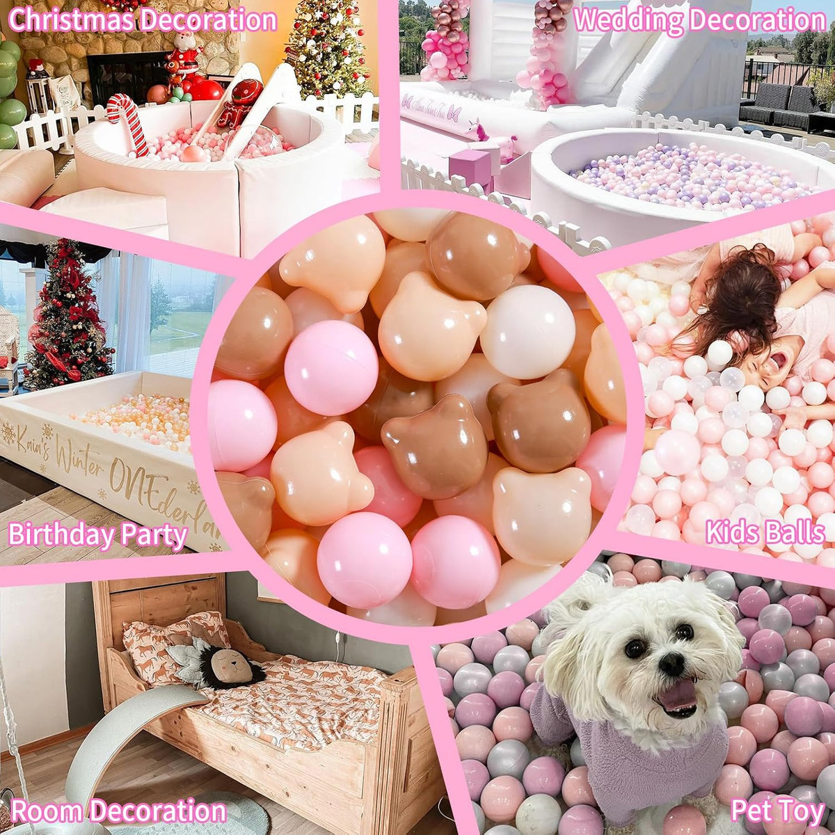 GOGOSO 100 pastel bear-shaped and round ball pit balls with zipper storage bag - view 6