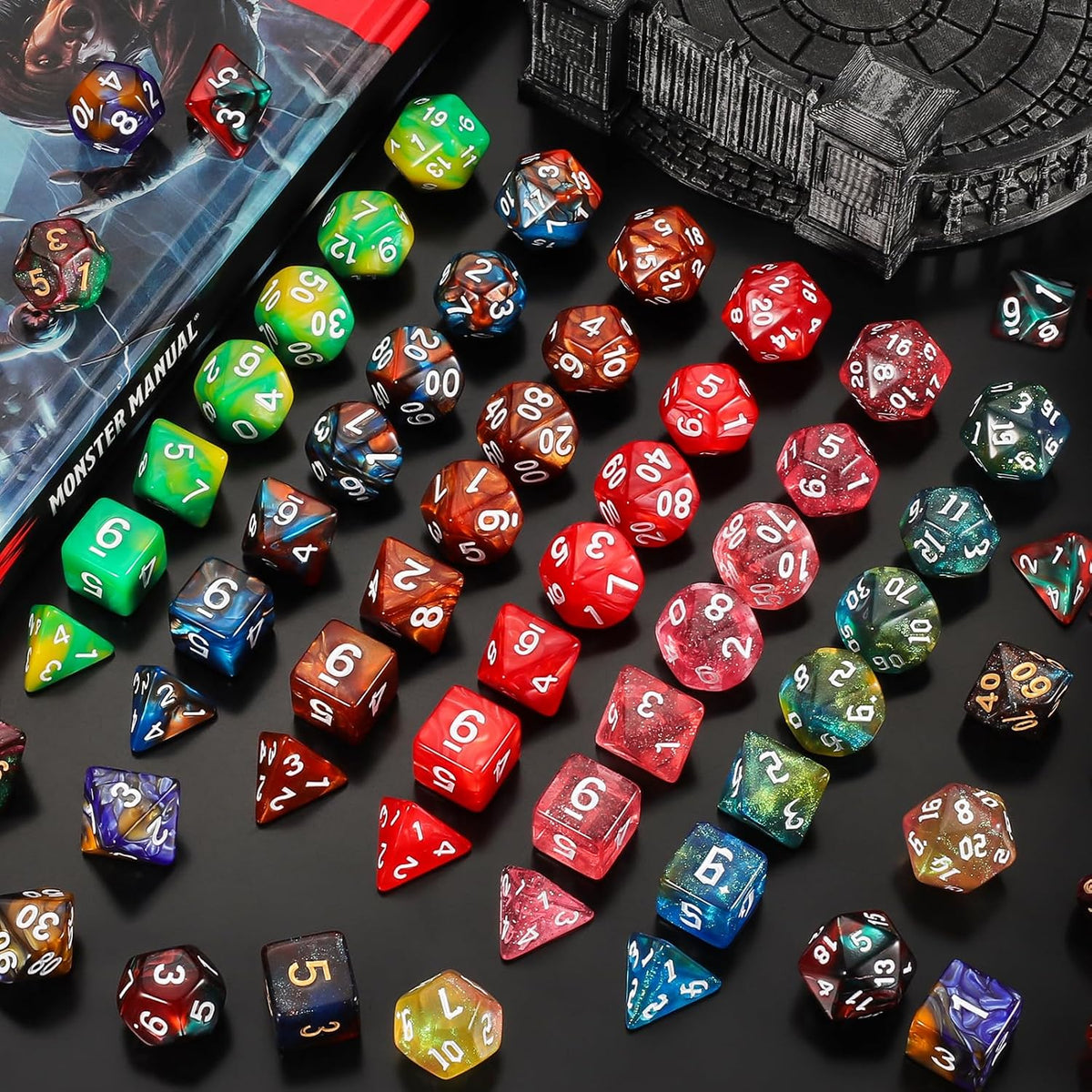 QMay 7 Sets Polyhedral Dice - 35 Colors (245pcs) - image 3