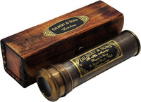 6" inch Handheld Brass Telescope with Wooden Box - Antique 5"