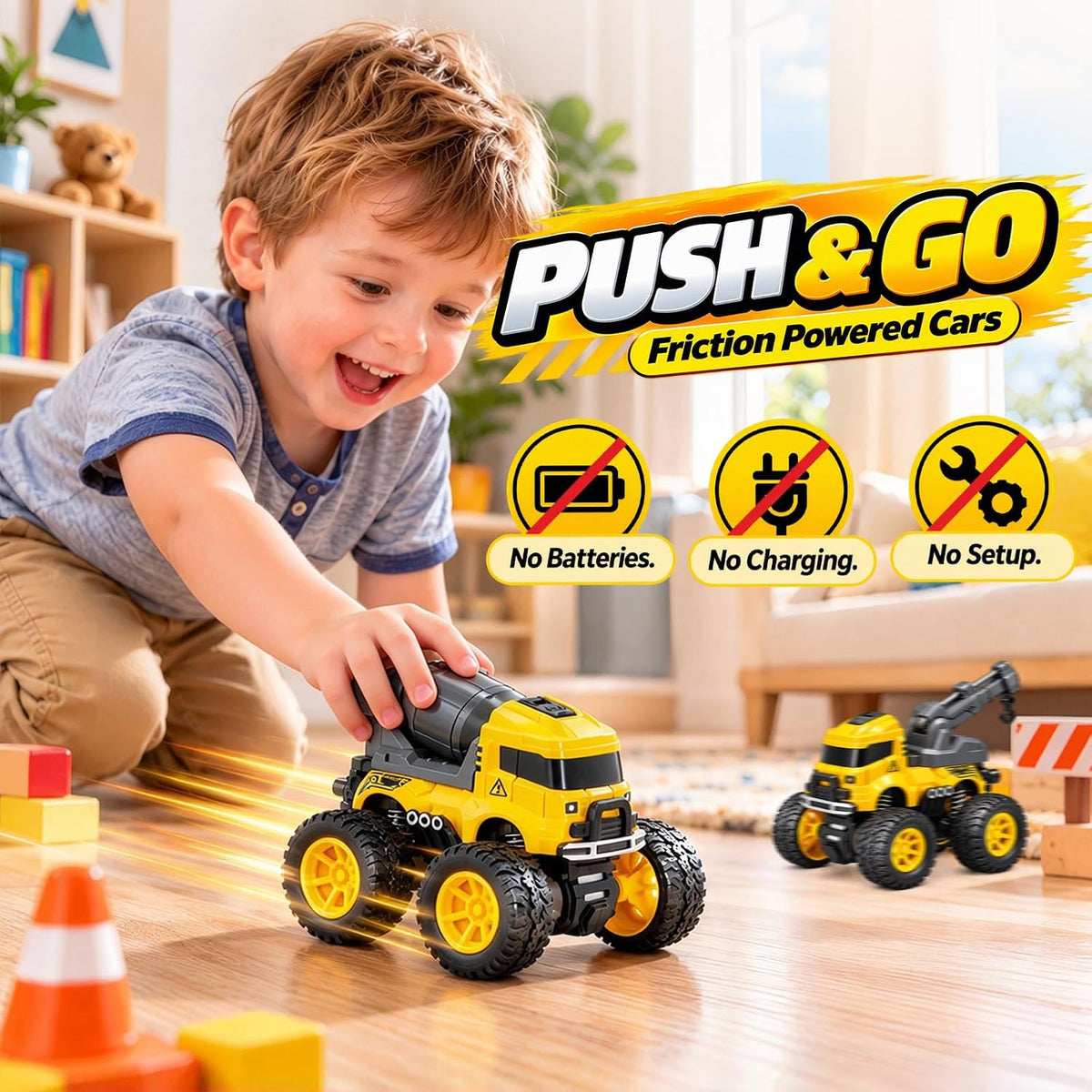 4 Pcs Construction Monster Truck Toys - image 2