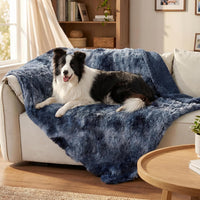 Bedsure Waterproof Dog Blankets for Large Dogs, Fluffy Faux Fur - Tie-dye Navy / L(40x50") - image 2