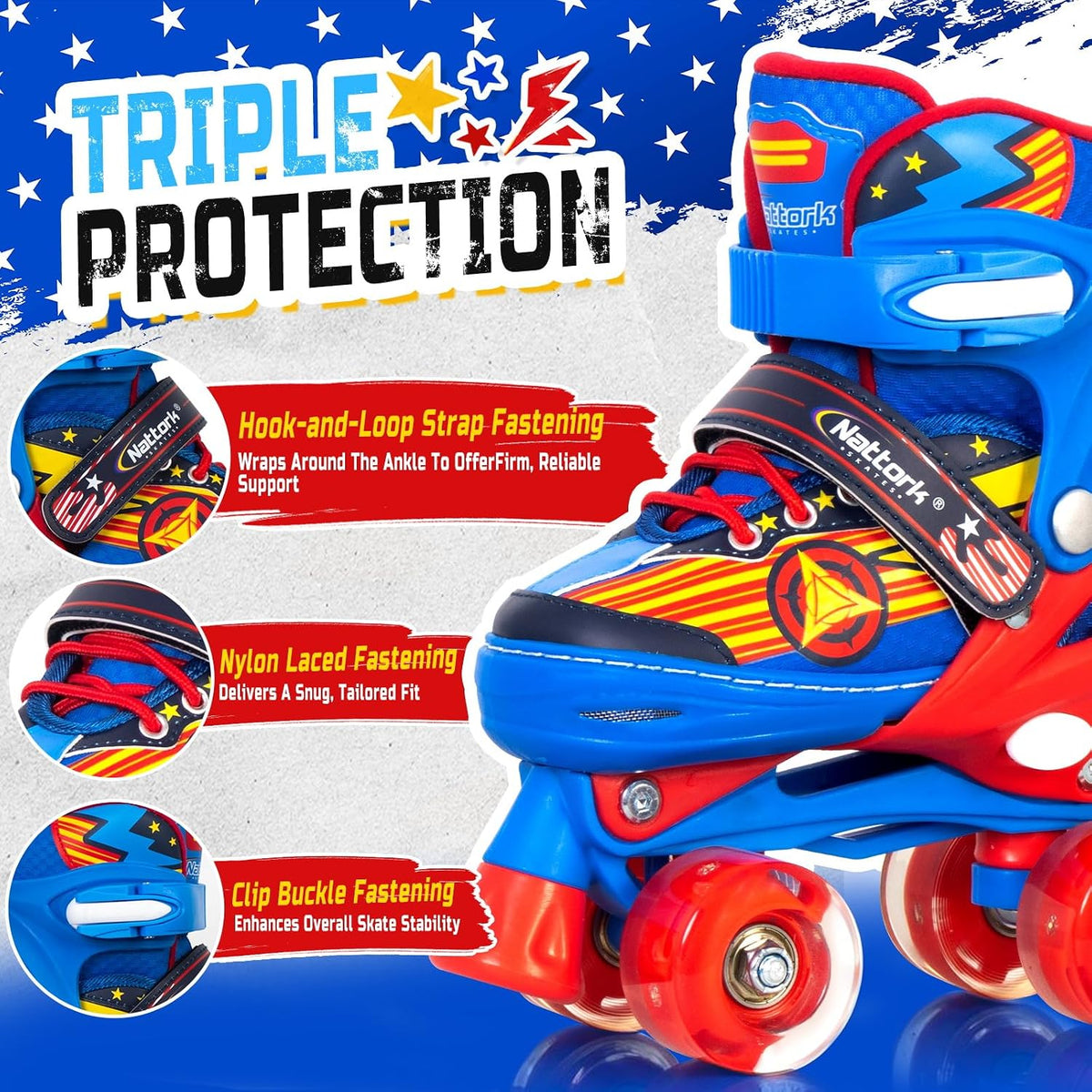 Kids Roller Skates for Boys - Star Blue / X-Small(7C-9C) - image 4