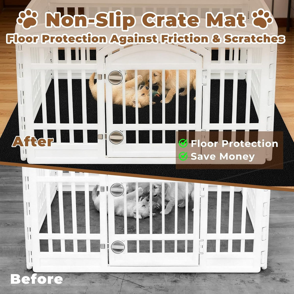 Dog Crate Mat, 24 in X 36 in Dog Playpen Mat Kennel Mat – Essentials for Dogs - Black / 43"L x 43"W - image 2