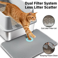 Stainless Steel Litter Box, Metal Cat Litter Box for Kitten - Large:23X14.6X10 with Lid - image 4