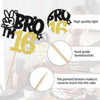 1 PCS Brother I'm 7 Cake Topper Glitter Star Happy 7th Birthday Cake - Gold 16th - image 3
