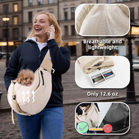 Dog Carrier Sling, Dog Carriers for Small Dogs Up to 20lbs - Beige - image 4