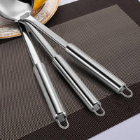 Pleafind Serving Utensils Set for Parties,3-Piece Silver Stainless Steel utensils set,Includes 1 Serving Spoon, 1 Slotted Spoon and 1 Soup Ladle,Serving Spoons for Buffet