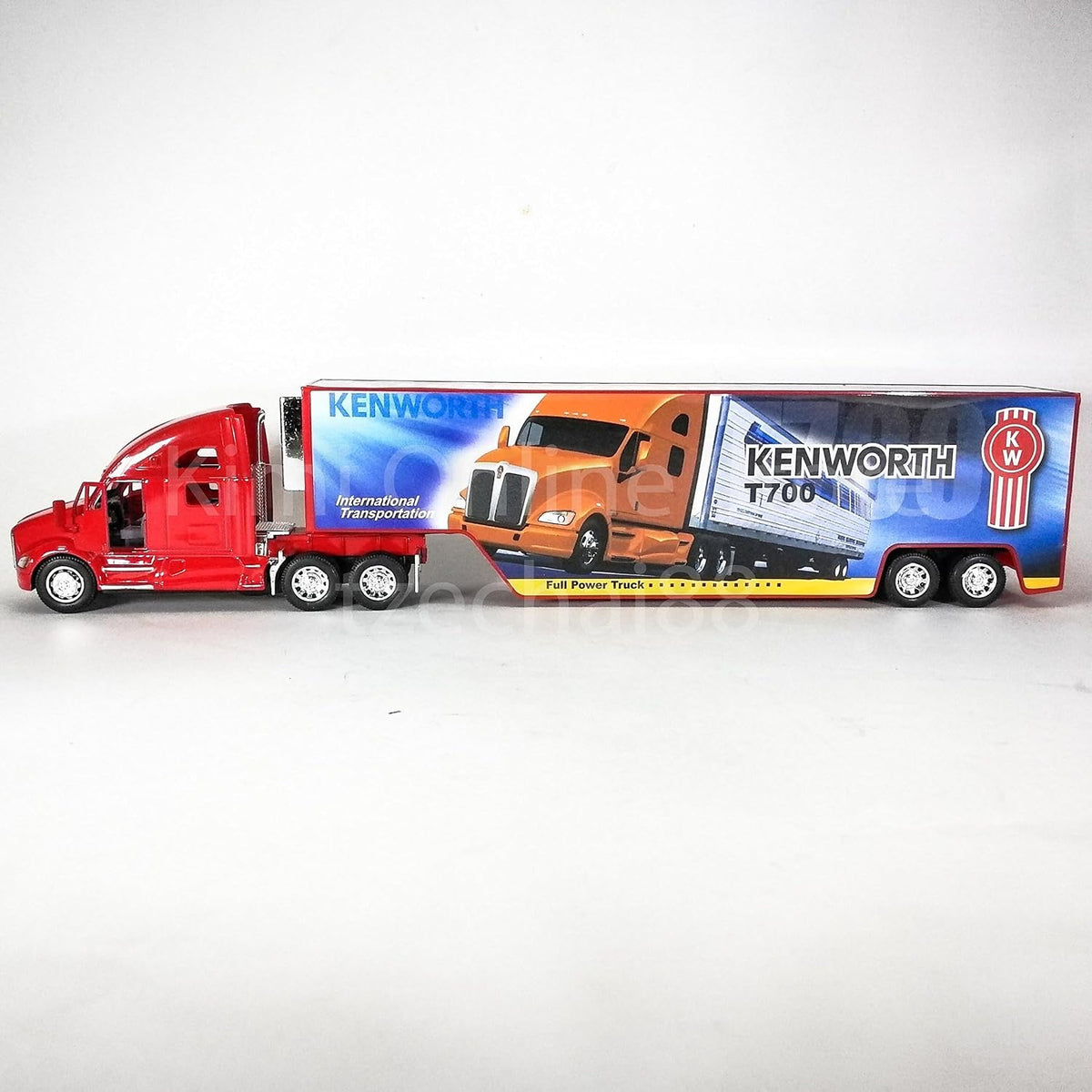 KiNSMART Kenworth T700 Container Truck, 1:68 Scale - Red With Decals - image 2