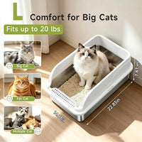 Stainless Steel Cat Litter Box with Lid - Gray / L / 1 - image 2