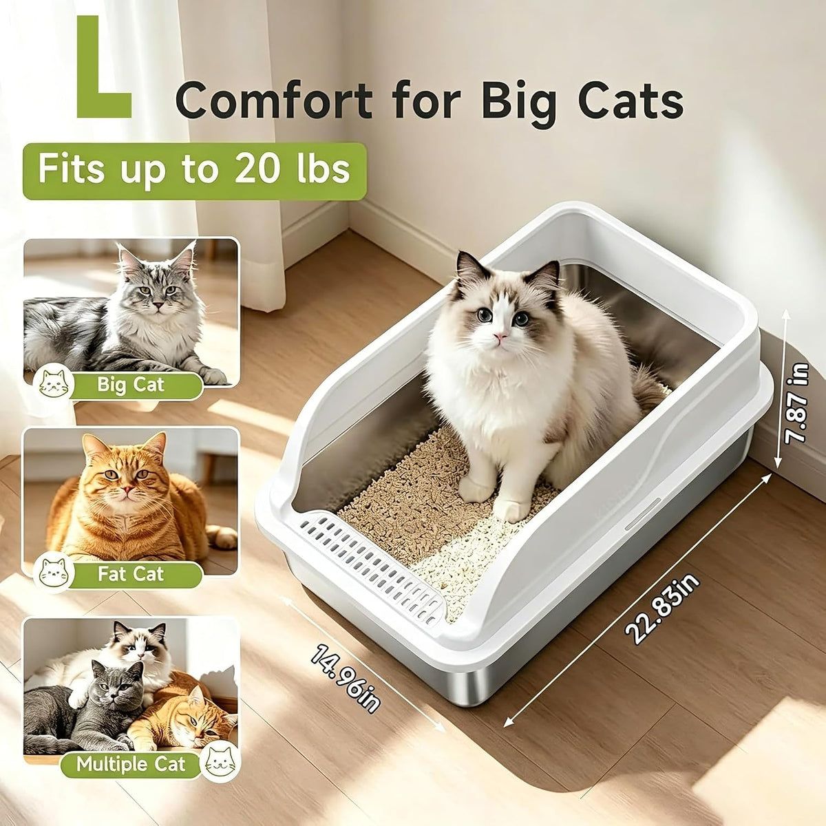 Stainless Steel Cat Litter Box with Lid - Gray / L / 1 - image 2