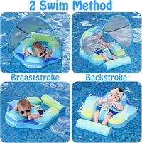 Mambobaby Float with Canopy, UPF 50+ Baby Swim Float – Fun for Kids & Family - Deluxe Gradient Green - image 3
