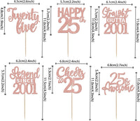 24PCS Black Happy 50th Birthday Cupcake Toppers Fifty Straight Outta - Rose Gold / 25th - image 2
