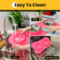 Conlun Dog Bowls with Silicone Mat, No Spill Stainless Set, XS - Large-38oz / Pink - image 4