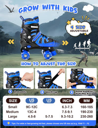 NEMONE Mermaid Adjustable Light up Roller Skates for Girls Boys – Fun for Kids & Family - B- Shadow Dinosaur / Small - Little Kid - image 4