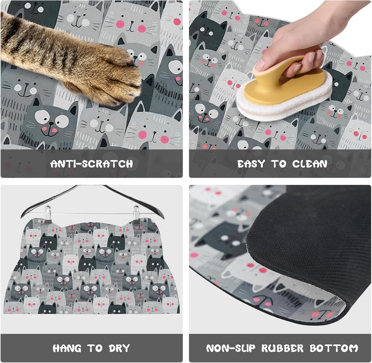 Cat Food Mats for Floor, Dog Pet Water Bowl Feeding Placemats for Food and Water Grey 17.7 * 9.8 - Grey / 23.6"L x 13.7"W - image 3