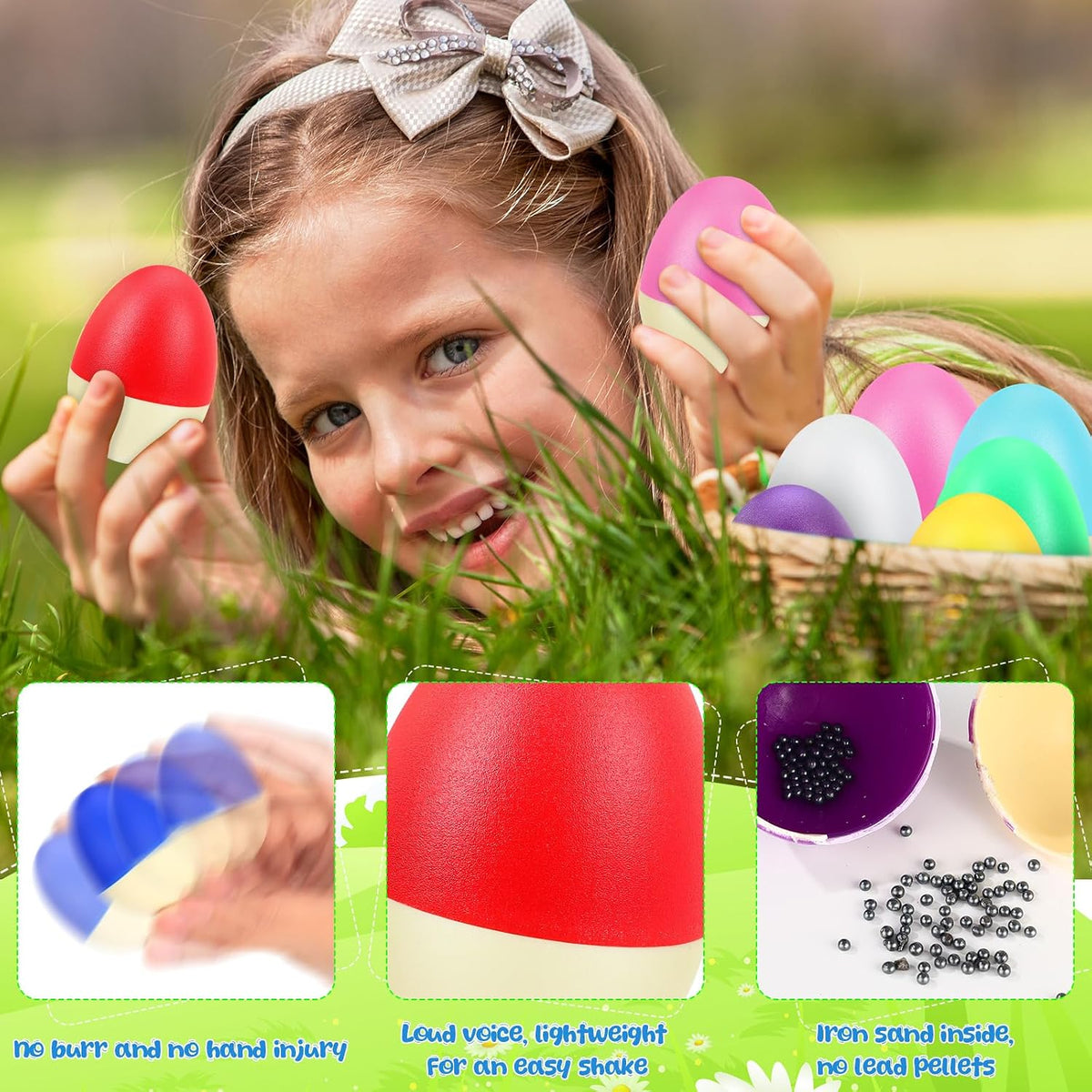 Yeshone 100 plastic egg shakers in 10 bright colors - view 18
