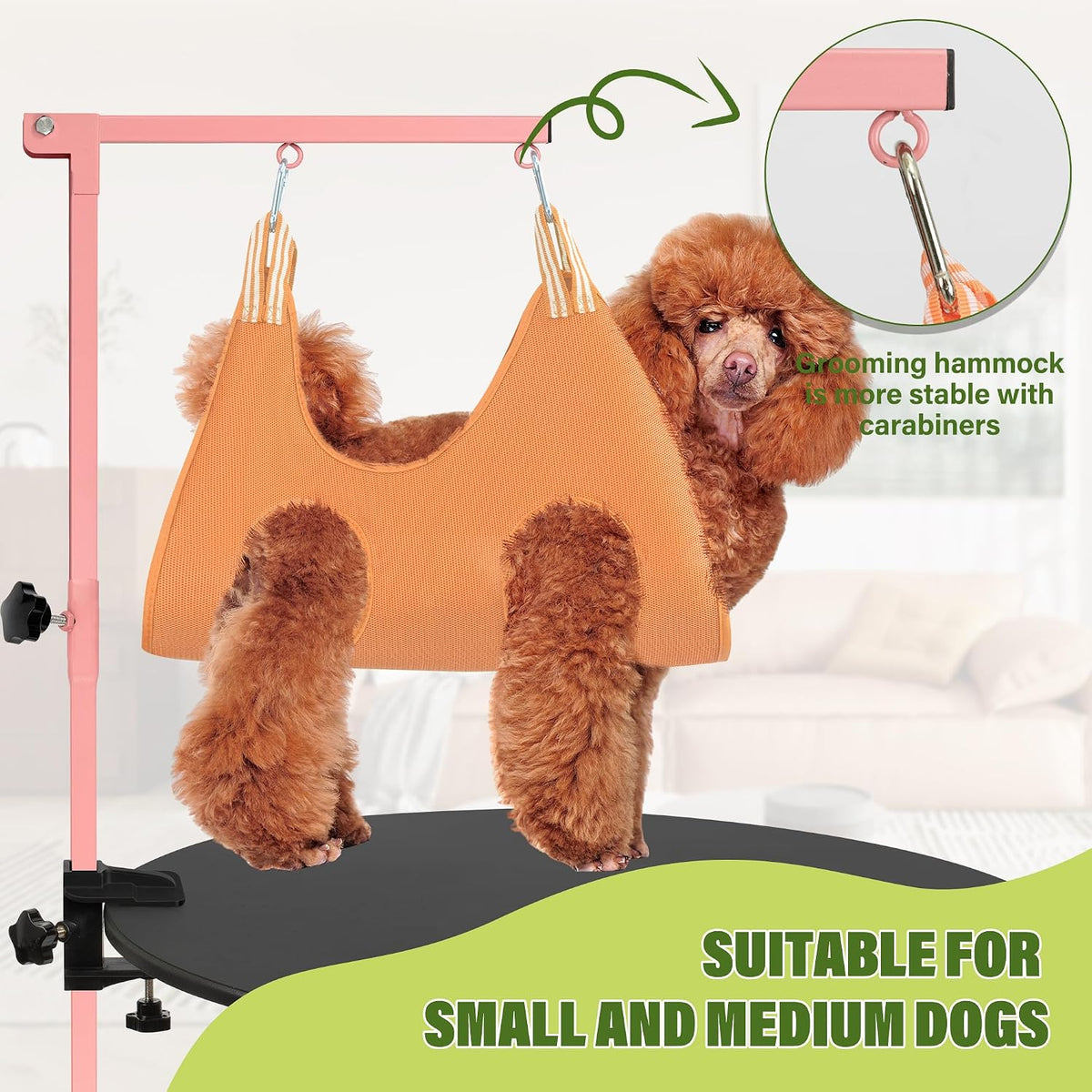 Dog Grooming Arm 35" with Hammock - Pink - image 3