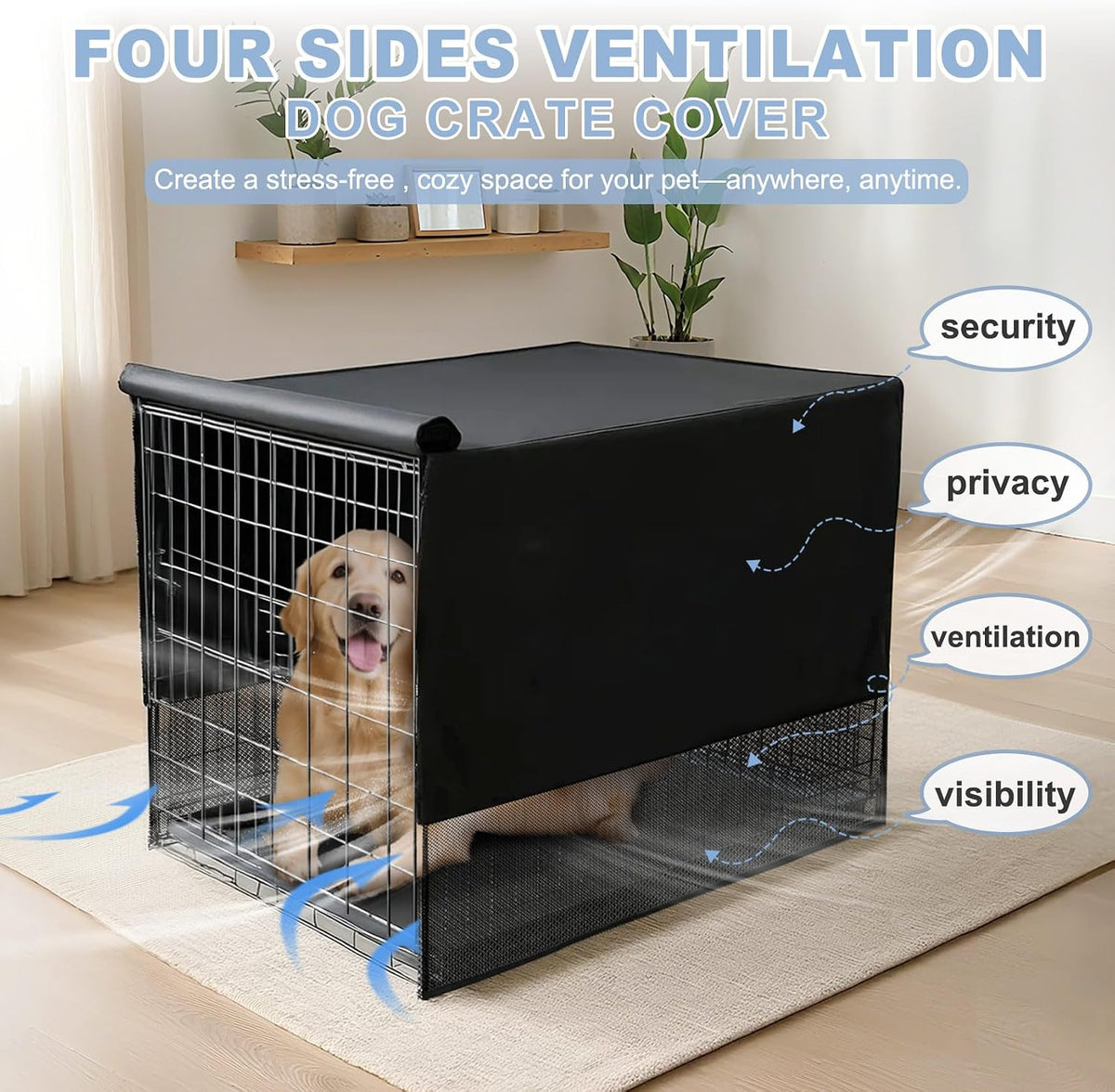 Explore Land Breathable Dog Crate Cover - 42"L x 28"W x 31"H / Black - image 2