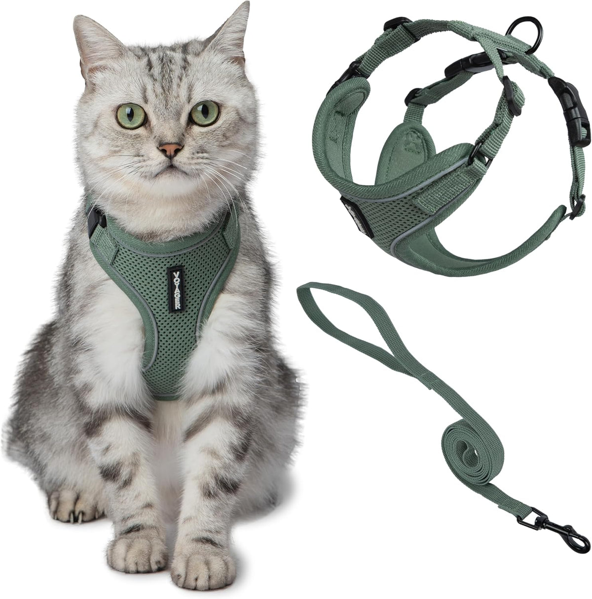 Voyager Escape-Proof Step-in Harness & Leash, Moss Green - Moss Green (327) / XS (Chest: 13 - 16")