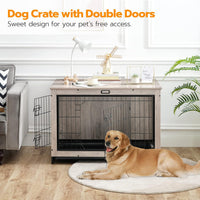 HOOBRO Dog Crate Furniture, 38.6" Large Dog Kennel Indoor - 38.6"L x 25.6"W x 26.9"H / Greige - image 2