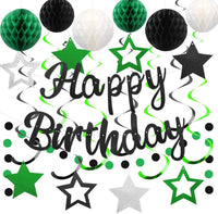 YEOCU Birthday Decorations - Green and Black / Star
