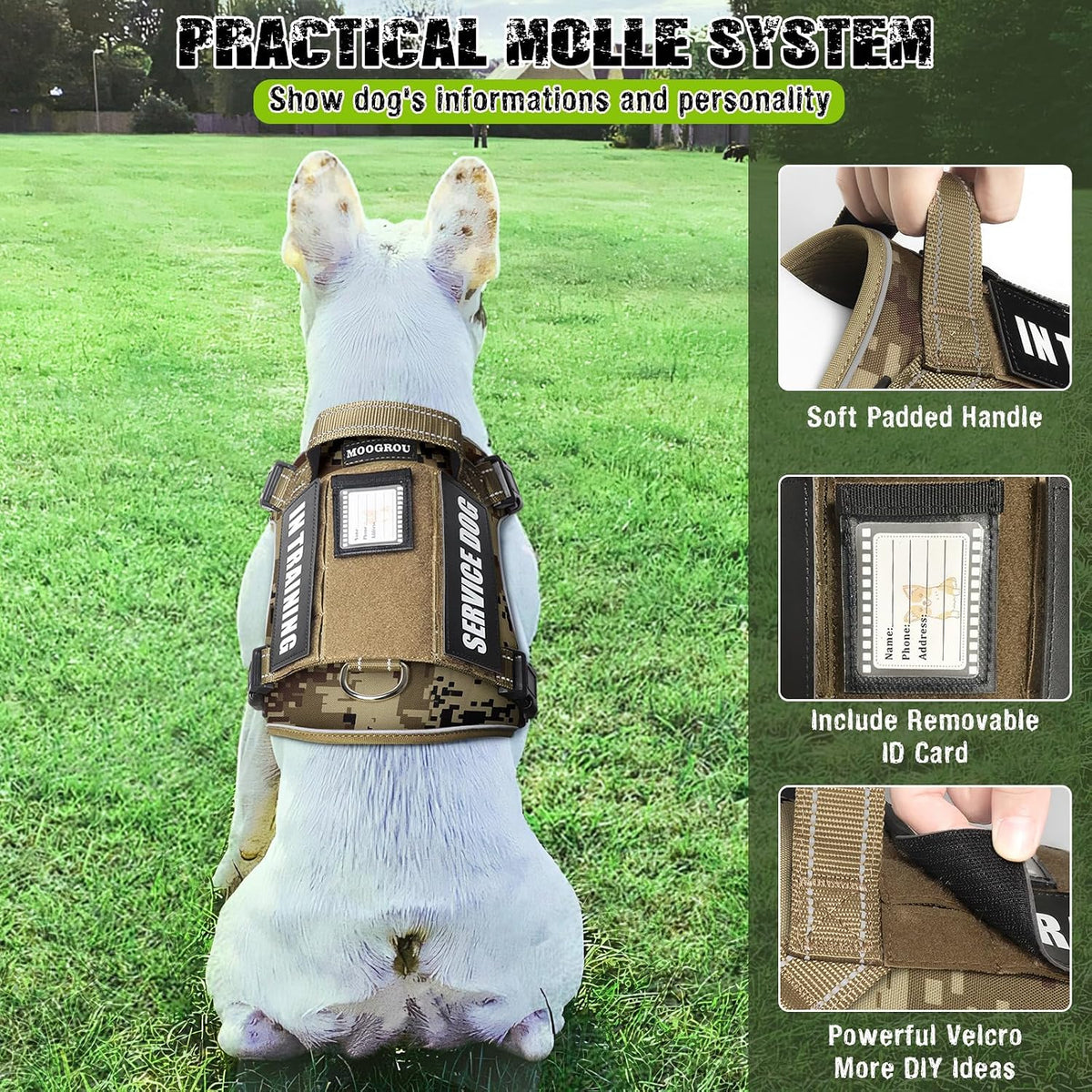 Tactical Dog Harness and Leash Set with 10 Patches for Large Dogs – Essentials for Dogs - Small / Desert Camo - image 3