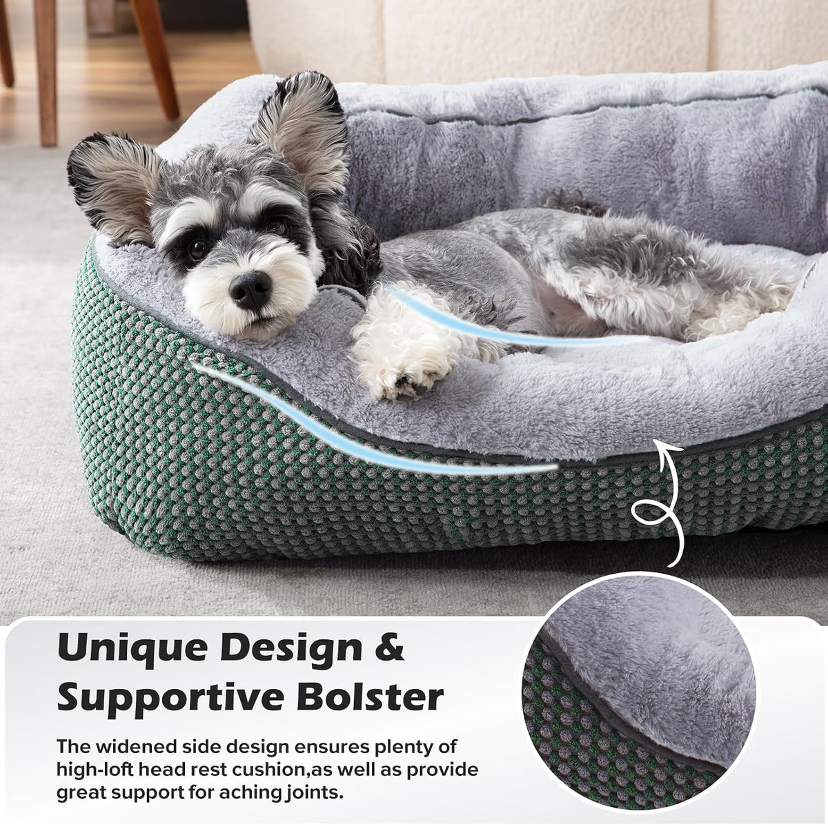 Medium Dog Beds for Medium Dogs Washable - S (20"x19"x6") / Green - image 4