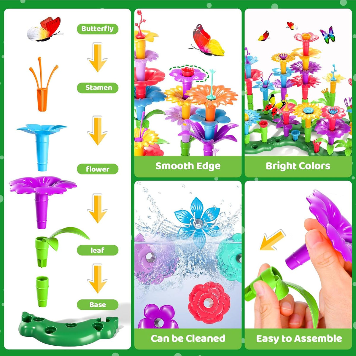Doloowee 184-piece flower garden building toy set with colorful flowers and storage box - view 10