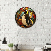 Lygond Metal Penguin Sign - Circular Stained Glass Design, 88 Inches