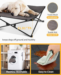 KingCamp Elevated Dog Bed for Medium Dogs, Raised Outdoor Indoor Portable Cooling Cot Lifted Pet Hammock off Ground with Washable Breathable Mesh & Frame with Non Slip Foot for Camping Backyard, Black