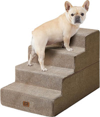 EHEYCIGA Dog Stairs for Bed 20" H, 4-Step Extra Wide Dog Steps for High Bed, Pet Steps for Small Dogs and Cats, Non-Slip Balanced Pet Ramp Indoor, Camel