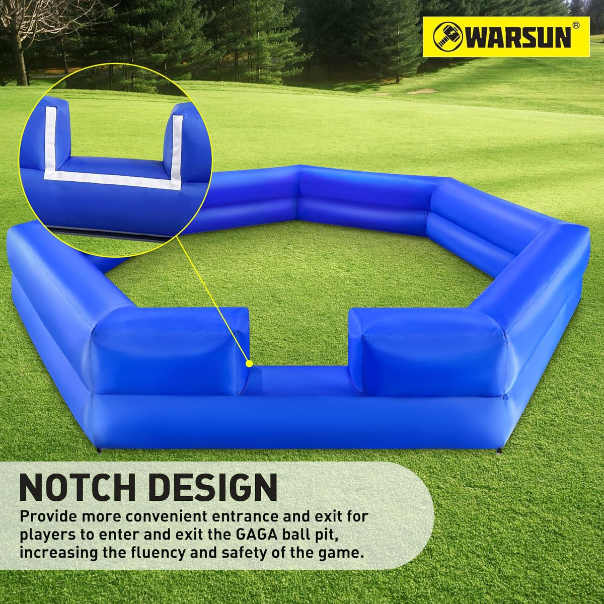 WARSUN 15 ft inflatable gaga ball pit with notched entry and built-in blower - view 30