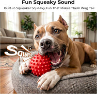 3.5''Durable Squeaky Dog Ball for 25-80lbs Aggressive Chewers – Essentials for Dogs - 2 PC-Beef-Red - image 2