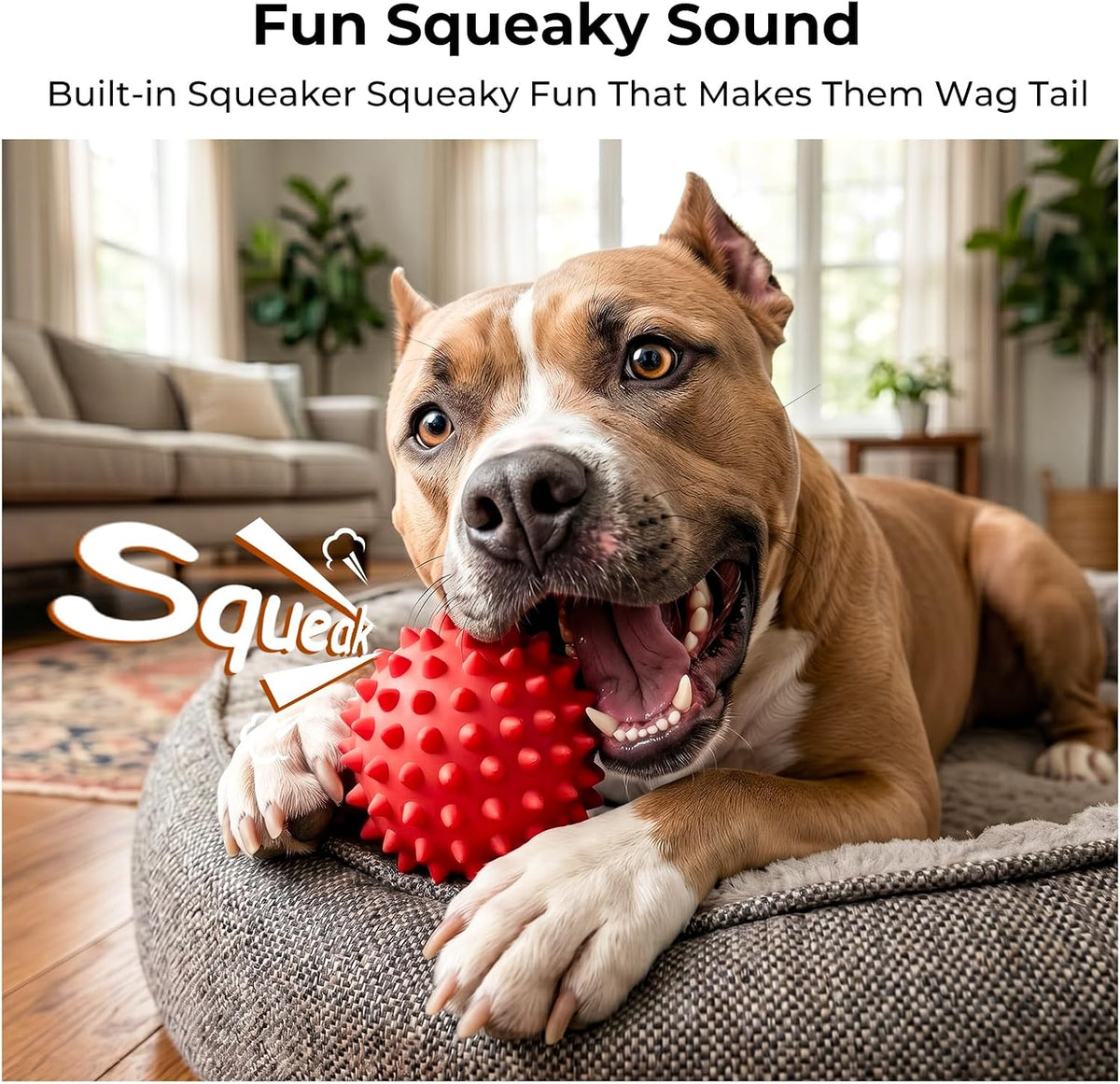 3.5''Durable Squeaky Dog Ball for 25-80lbs Aggressive Chewers – Essentials for Dogs - 2 PC-Beef-Red - image 2