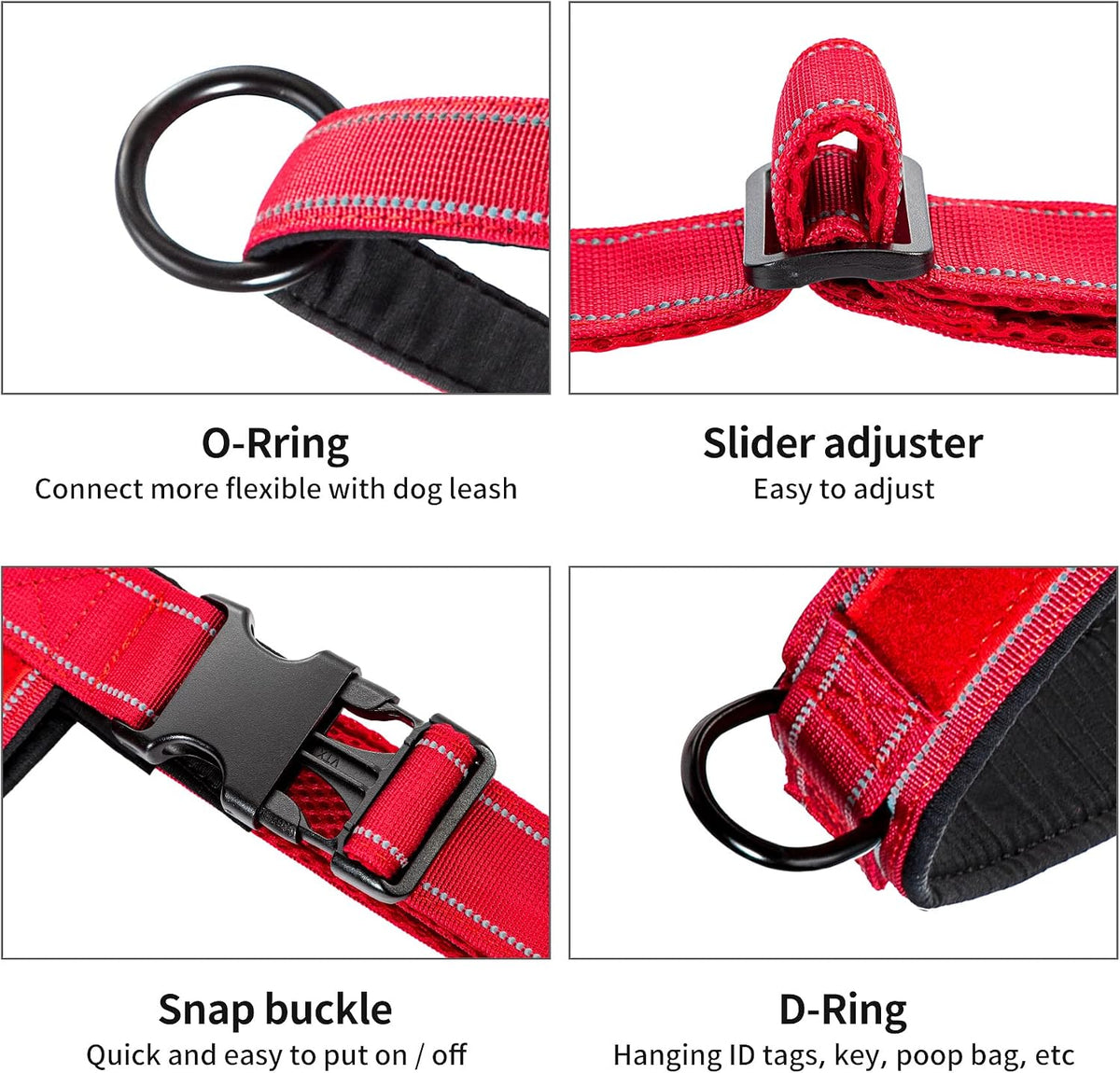 Annchwool No Pull Dog Harness with Soft Padded Handle - M / Red - image 3
