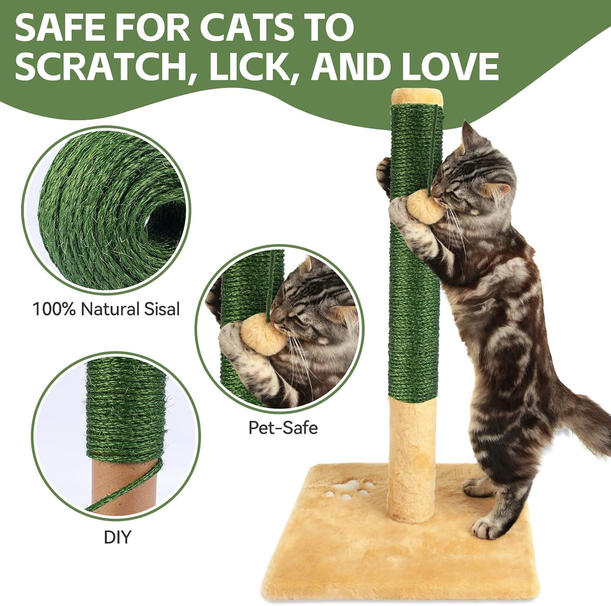 White Sisal Rope for Cat Tree and Scratching Post 5mm 1/5 Inch - Green Φ5mm/0.2inch / 100FT - image 2