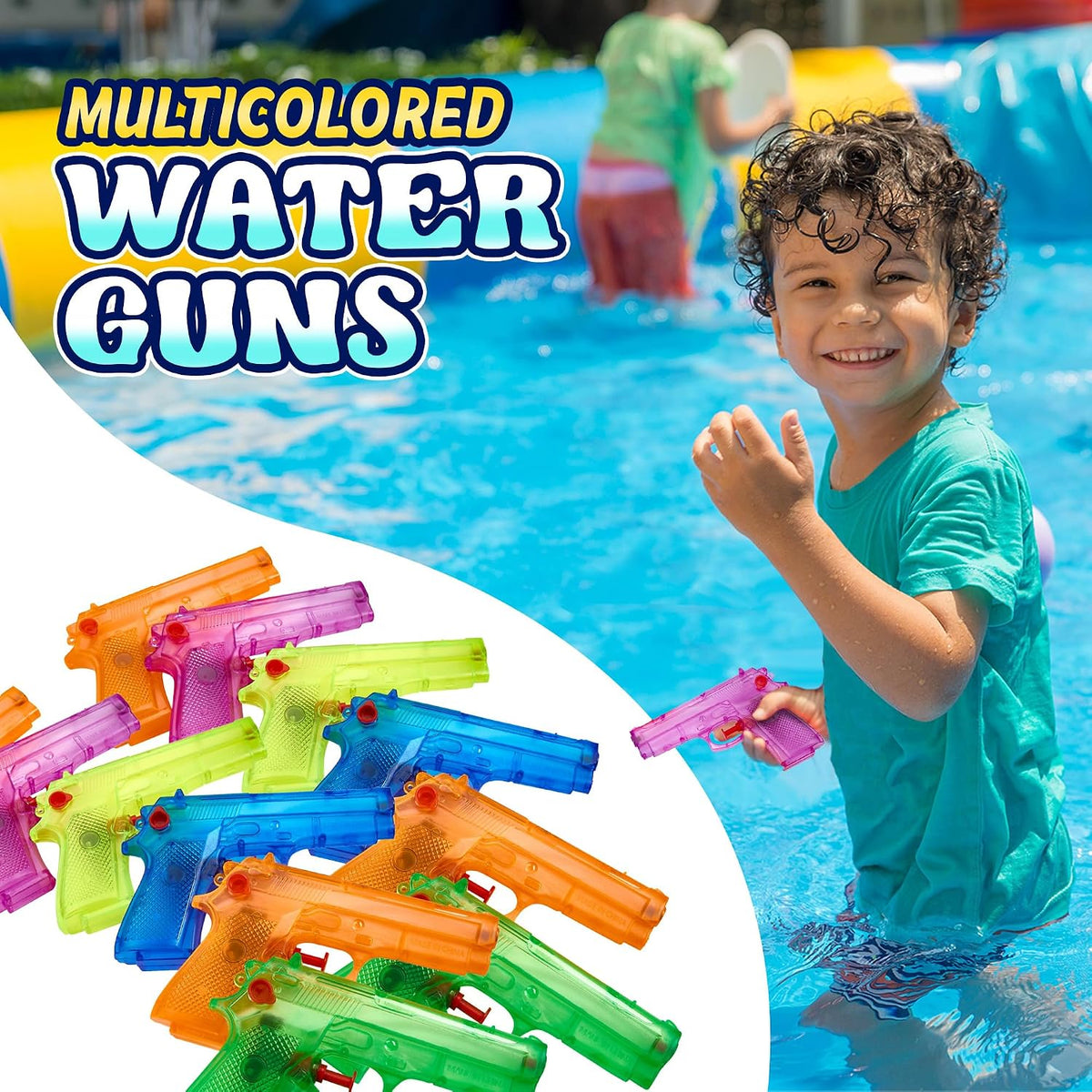 Playbees 12 pack of 6 inch clear water guns for kids in six colors - view 6