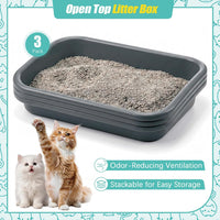 Uiifan 3Pcs Low Entry Cat Litter Box - Gray / 23 x 16 x 4.3 - image 3