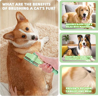 Pet Hair Removal Comb,New Cat Brush with Release Button,Pet Grooming Brush for Short&Long Pet Hair,Deshedding Brush for Pet (green)
