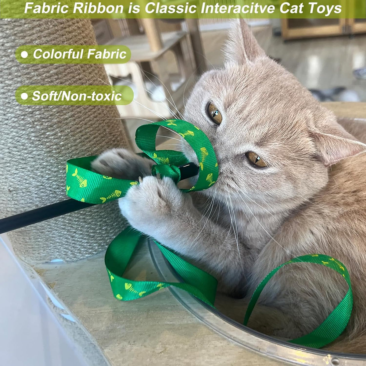 Interactive Cat Toy Wand with Catnip Mouse - 6 Pack Crinkle - image 3