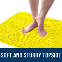 OLANLY Dog Door Mat for Muddy Paws 44x24, Absorbs Moisture and Dirt, Absorbent Non-Slip Washable Doormat, Quick Dry Chenille Mud Mat, Entry Indoor Entryway Carpet for Inside Floor, Lemon Yellow