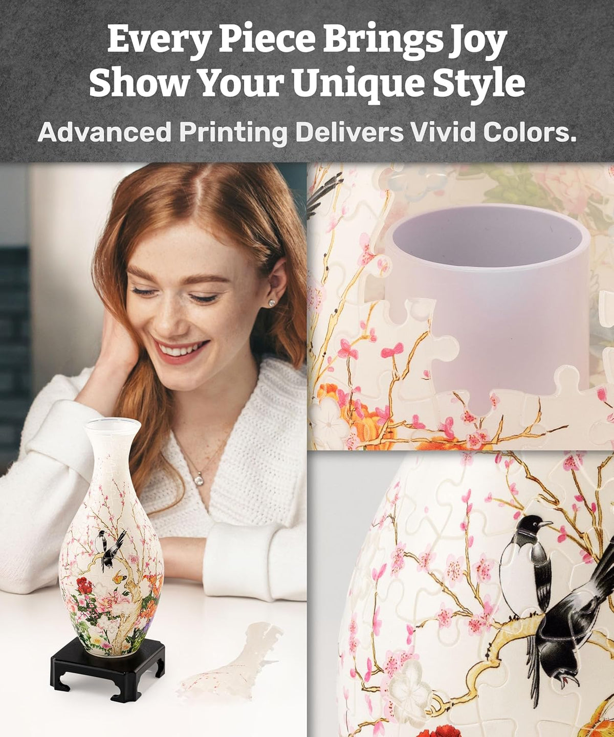 Pintoo Unique 3D Puzzle Vase for Adults - Flowers and Birds / 160 - image 3