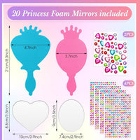 Geetery unbreakable kids mirror craft kit, 20 heart and oval foam princess mirrors in pink, blue and - view 6