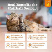 Zesty Paws Hairball Bites for Cats - Cat Furball Support - Functional Supplement with Omega 3 Fish Oil EPA & DHA + Zinc, Biotin & Psyllium Husk - Supports Gut & Skin Health - 60 Count
