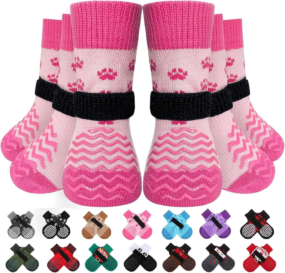 Anti Slip Dog Socks to Prevent Licking Paws for Hot Pavement – Essentials for Dogs - Pink / X-Small