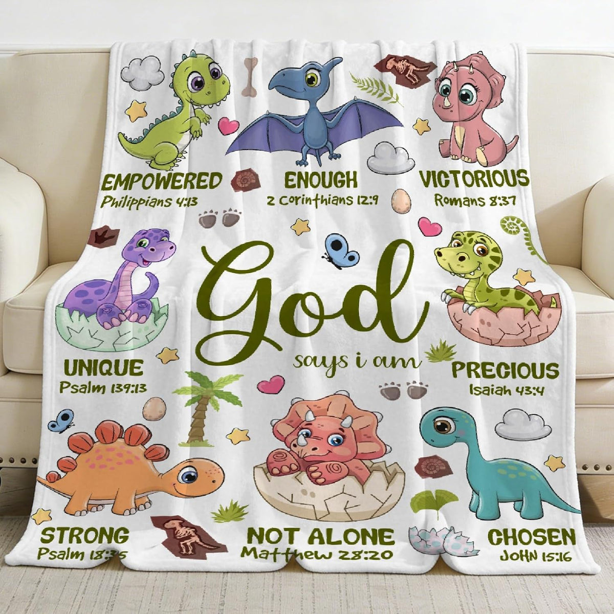 Cat Throw Blanket with Bible Verse, Thoughtful Christian Gifts - Bible-dinosaur / 40"x50"