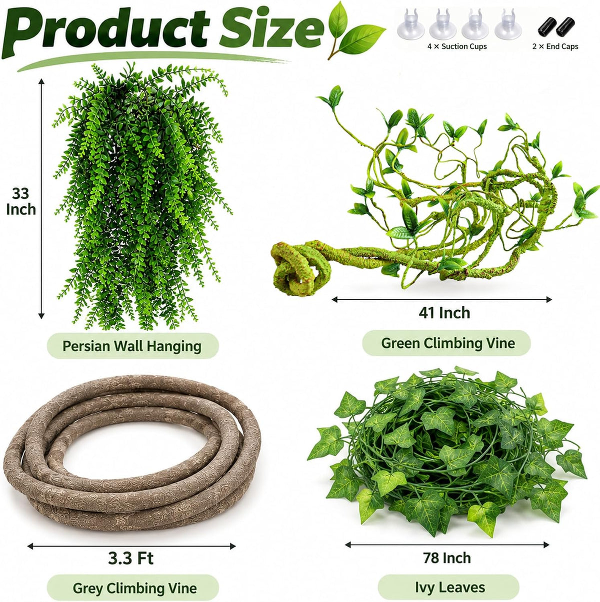 HERCOCCI Reptile Vines, Flexible Jungle Climbing Vines Terrarium Plastic Plants and Leaves Tank - image 3