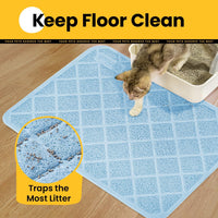 Conlun Cat Litter Mat Litter Trapping Mat - Light Blue / Small (24" x 17") - image 3
