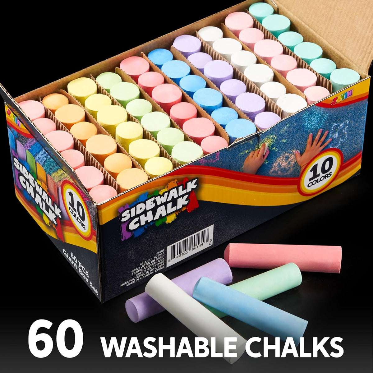 JOYIN 120 PCS Sidewalk Chalks for Kids Giant Box Non-toxic Jumbo - 60 - image 2